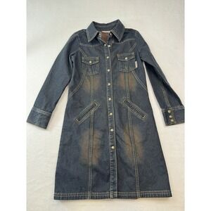 Vtg Mary-Kate Ashley 7 8 Girls Denim Blue Jean Shirt Dress Western